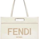 FENDI Logo 2-Way Smooth Ivory Leather Tote Bag 7VA480