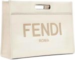FENDI Logo 2-Way Smooth Ivory Leather Tote Bag 7VA480 - Image 2