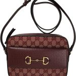 Gucci 645454 9Y9NG 9865 Crossbody Shoulder Bag, Horsebit 1955 GG Canvas Burgundy, burgandy