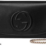 Gucci Soho Leather Flap Shoulder Bag Black Gold Tassel New Authentic
