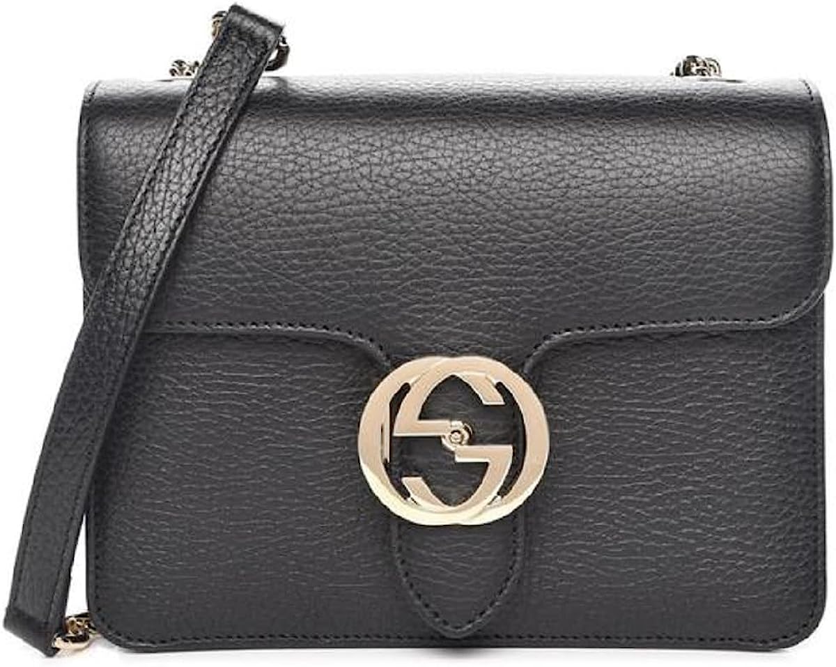 251228015849734_1 Gucci Interlocking BLACK Marmont Leather Silver Handbag Italy Chain 510304 NEW - Image 1