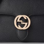 Gucci Interlocking BLACK Marmont Leather Silver Handbag Italy Chain 510304 NEW - Image 6
