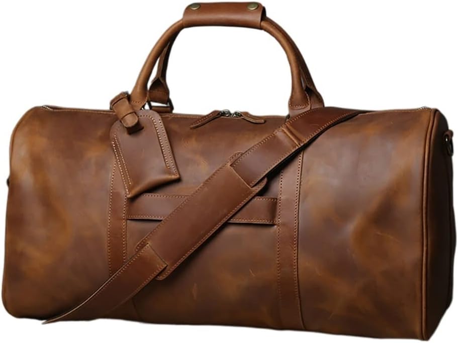 260105035600367_1 LIUJUN Retro Men's Hand Luggage Bag Travel Bag Geunine Leather Large Capacity Single Shoulder Messenger For 15 Inch Laptop - Image 1