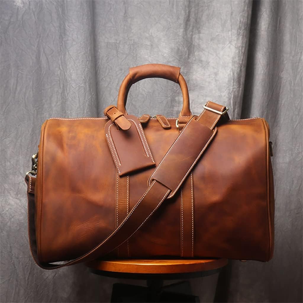 260105035600387_1 FEER Vintage Men's Hand Luggage Bag Travel Bag Genuine Leather Large Capacity Single Shoulder Messenger for 14 Inch Laptop - Image 1