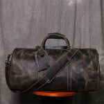 FEER Men's Genuine Leather Travel Bag Vintage Large Capacity Single Shoulder Messenger Hand Luggage Bag for 15 Inch Laptop