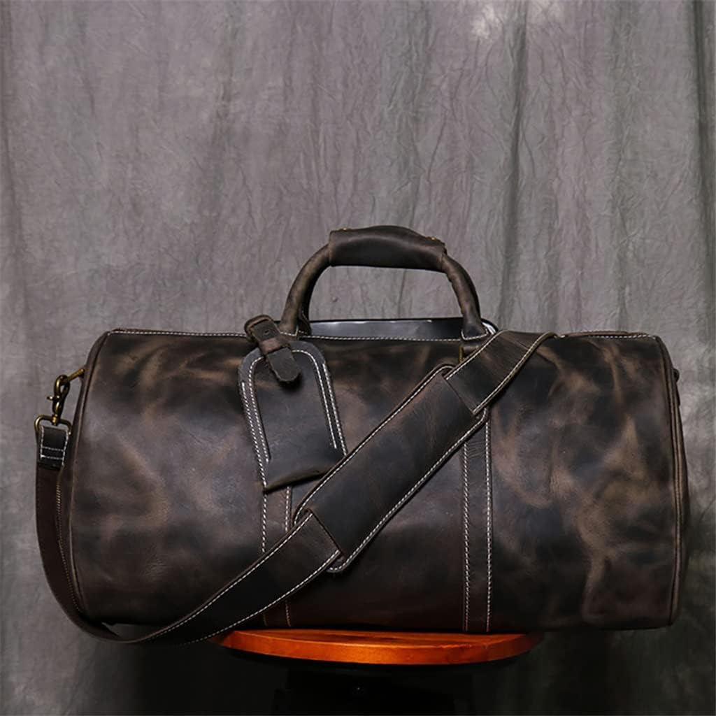 260105035600397_1 FEER Men's Genuine Leather Travel Bag Vintage Large Capacity Single Shoulder Messenger Hand Luggage Bag for 15 Inch Laptop - Image 1