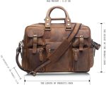DLOETT Large Men's Crazy Horse Leather Tote Bag Several Pockets Bag Men's Shoulder Bag - Image 2