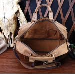 DLOETT Large Men's Crazy Horse Leather Tote Bag Several Pockets Bag Men's Shoulder Bag - Image 4