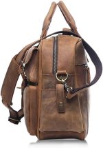 DLOETT Large Men's Crazy Horse Leather Tote Bag Several Pockets Bag Men's Shoulder Bag - Image 5