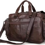 DLOETT Functional Travel Bag Men Leather Tote Bag Business Casual Laptop Shoulder Bag Tote Briefcase