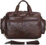 DLOETT Functional Travel Bag Men Leather Tote Bag Business Casual Laptop Shoulder Bag Tote Briefcase - Image 5