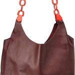 BURBERRY Medium Two-tone Leather Shopper In Deep Claret