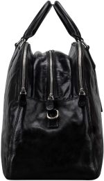 Luxury Leather Luggage Bag - 3 Zipped Sections | The LilianaL | Handcrafted In Italy | Night Black - Image 3