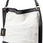 SAINT LAURENT Canvas And Leather Tag Hobo Bag, Off White/Black