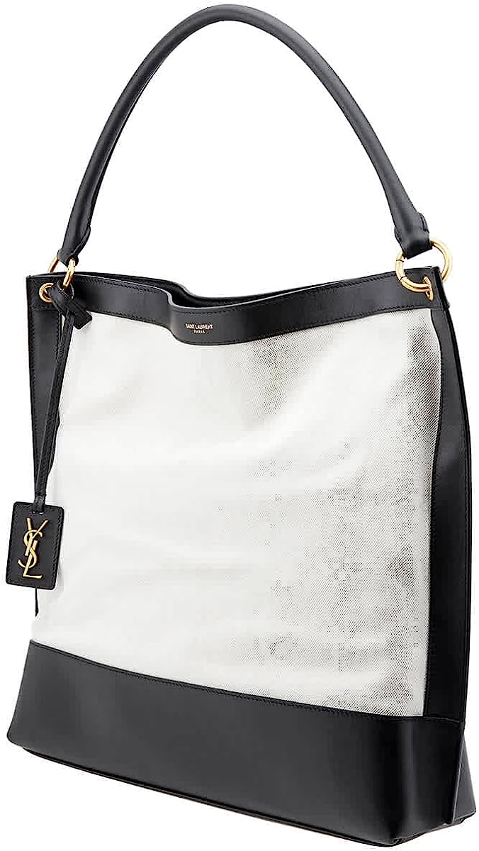 260106101935764_1 SAINT LAURENT Canvas And Leather Tag Hobo Bag, Off White/Black - Image 1