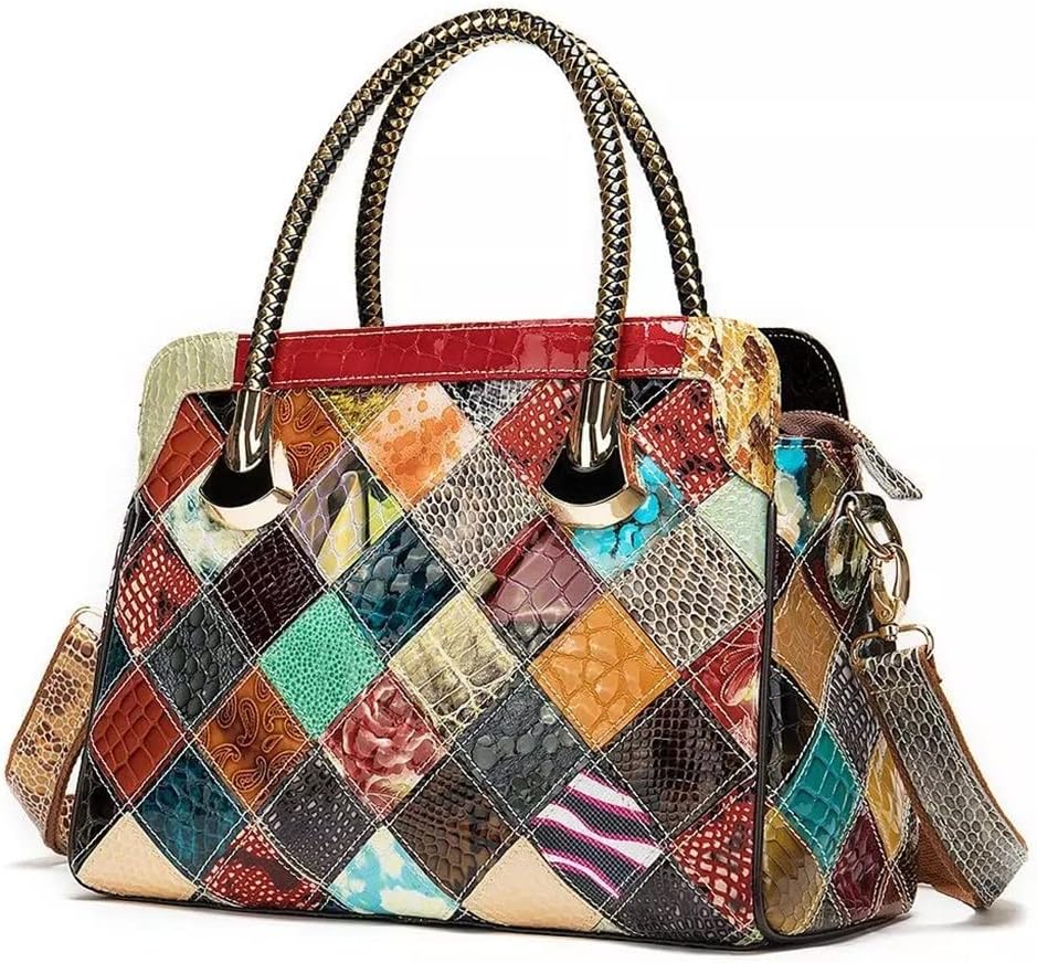 260106101935903_1 SHZBCDN Leather Bags Handbags Women's Printed Painted Tote Bags Women's Shoulder Bags (Color : A, Size - Image 1