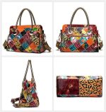 SHZBCDN Leather Bags Handbags Women's Printed Painted Tote Bags Women's Shoulder Bags (Color : A, Size - Image 5