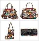 SHZBCDN Leather Bags Handbags Women's Printed Painted Tote Bags Women's Shoulder Bags (Color : A, Size - Image 6