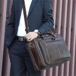 XFGDE Leather Briefcase for Man Crazy Horse Leather 17 inch Laptop Business Handbag Cowhide Male Tote Big Shouler Bags (Color : Black) - Image 3