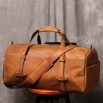 Walnut Men Leather Travel Bags Carry on Luggage Bag Men Duffel Bags Handbag Casual Traveling (Color : A, Size : One Size) - Image 4