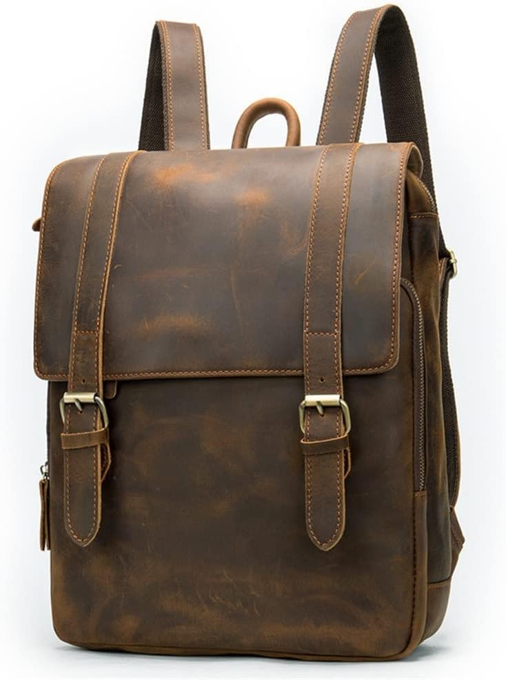 260106101936021_1 SDFGH Men's Backpack European and American Retro Men's Bag Large Capacity 14 Inch Laptop Travel Backpack (Color : A, Size : 35 * 27 * 8cm) - Image 1