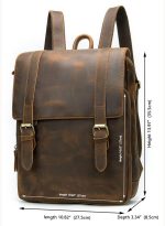 SDFGH Men's Backpack European and American Retro Men's Bag Large Capacity 14 Inch Laptop Travel Backpack (Color : A, Size : 35 * 27 * 8cm) - Image 6
