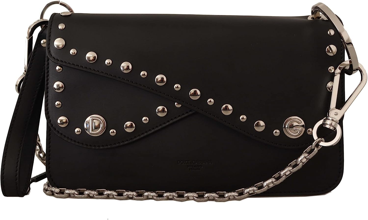 260106101936111_1 Dolce & Gabbana Black Leather Shoulder Saddle Cross Body Bag - Image 1