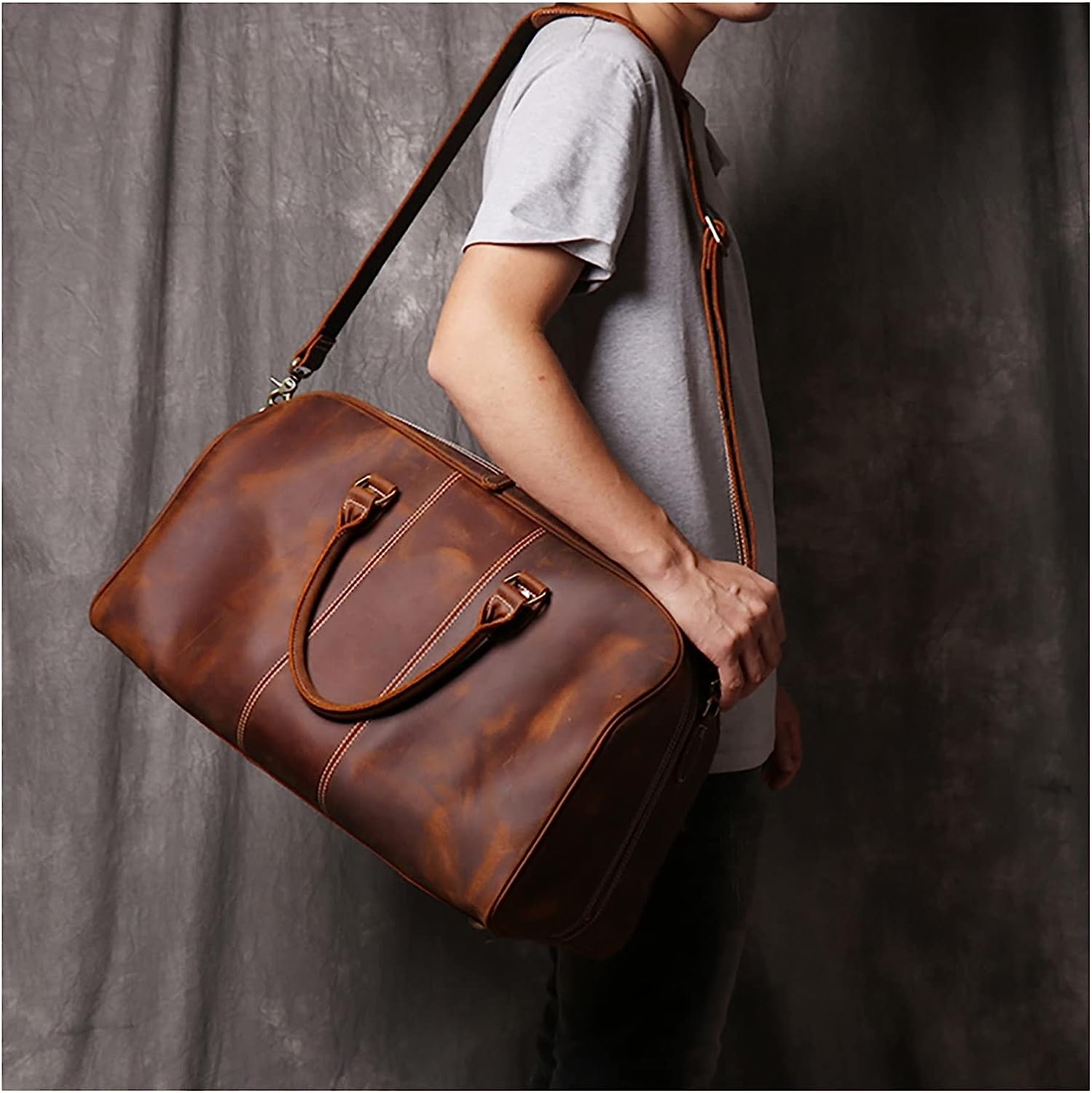 260106101936382_1 DLOETT Men's Hand Luggage Bag Travel Bag Large Capacity Shoulder Crossbody 14" Laptop - Image 1