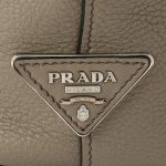 Prada Beige Logo Web Stripe Strap Pebbled Leather Crossbody Shopping Tote Bag 1BE023 - Image 3