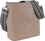 Prada Beige Logo Web Stripe Strap Pebbled Leather Crossbody Shopping Tote Bag 1BE023 - Image 6