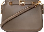 FENDI Touch Taupe Leather Shoulder Bag 8BT350