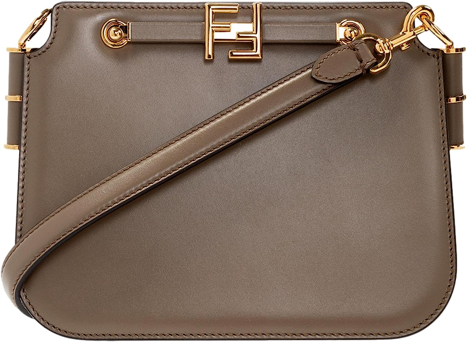 260106101936902_1 FENDI Touch Taupe Leather Shoulder Bag 8BT350 - Image 1