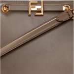 FENDI Touch Taupe Leather Shoulder Bag 8BT350 - Image 2
