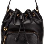 Prada Women's Sechiello Nero Black Glace Calf Leather Bucket Bag 1BH038 (Black)