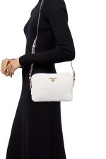 Prada Women's White Vitello Phenix Leather Crossbody HandBag 1BH079 - Image 2