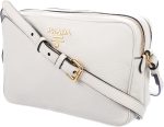 Prada Women's White Vitello Phenix Leather Crossbody HandBag 1BH079 - Image 4