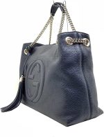 Gucci SOHO Black GG Logo Leather Chain Tote Bag Style 536196 - Image 2