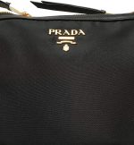 Prada Bandoliera Tessuto Nylon Soft Calf Trim Black Crossbody Bag 1BH046 - Image 3