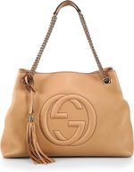 Gucci Camelia Camel Pebbled Leather Soho Shoulder Hand Bag Tassel