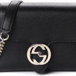 Gucci Interlocking G Black Leather Chain Shoulder Bag 510302