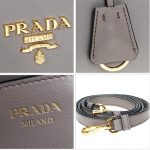 Prada Saffiano Leather Argilla Nero Two-Toned Black and Gray Handbag 1BA113 - Image 7