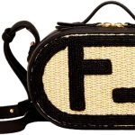 FENDI O'Lock Raffia and Leather Mini Crossbody Bag