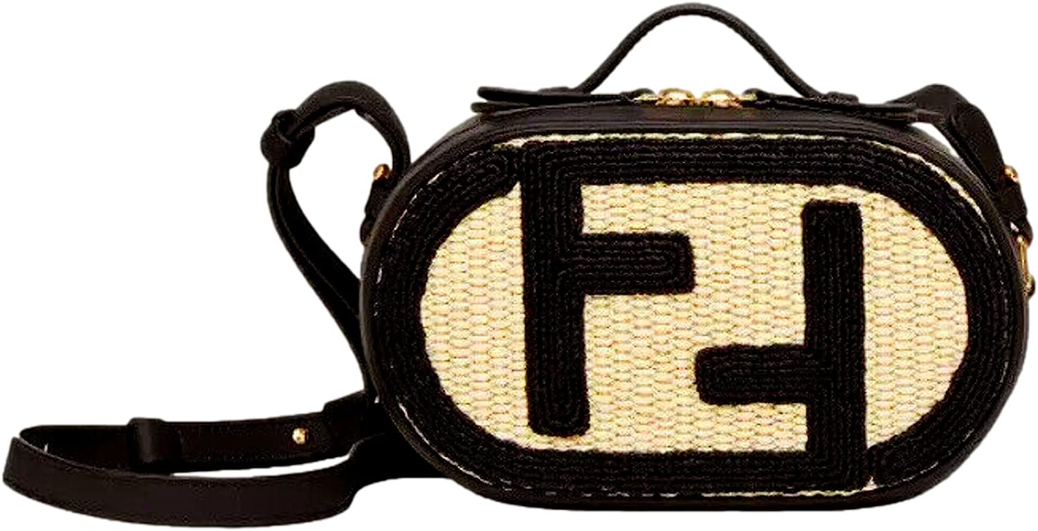 260411223147745_1 FENDI O'Lock Raffia and Leather Mini Crossbody Bag - Image 1
