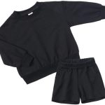 QueenLine 10Sets Bulk Items Wholesale Children Sets Long Sleeves Pullover Tops Hoodie + Shorts Two Piece Sets Casual Solid Tracksuits Black 100cm