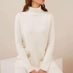 Walnut Autumn and Winter Knitted Solid Color Turtleneck Loose Sweater Wide-Leg Pants Casual Two-Piece Suit (Color : D, Size : S Code) - Image 5
