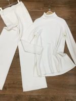 Walnut Autumn and Winter Knitted Solid Color Turtleneck Loose Sweater Wide-Leg Pants Casual Two-Piece Suit (Color : D, Size : S Code) - Image 6