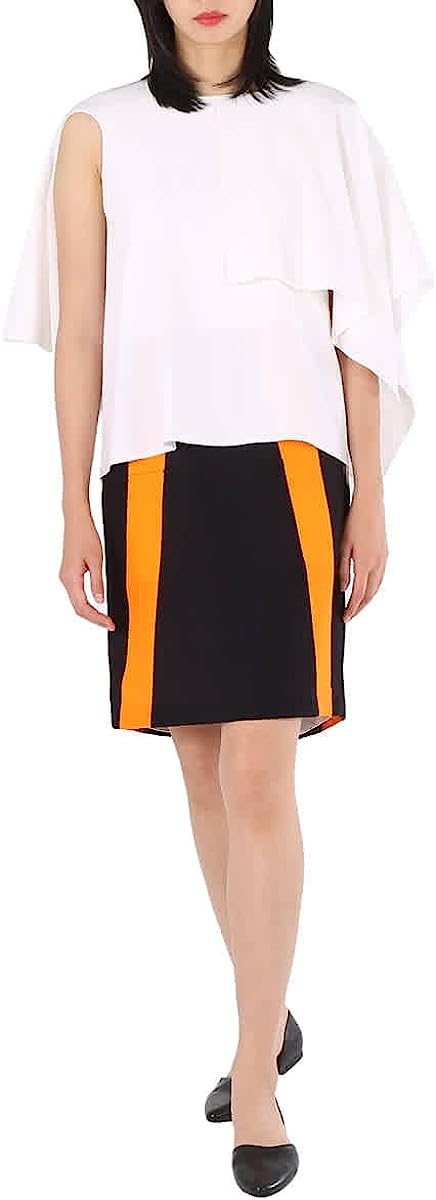 251212222644416_1 BURBERRY Ladies Optic White Cape Overlay Geometric Print Silk Dress, Brand Size 10 (US Size 8) - Image 1