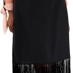 BURBERRY Black Mohair Wool A-line Fringed Skirt, Brand Size 10 (US Size 8)