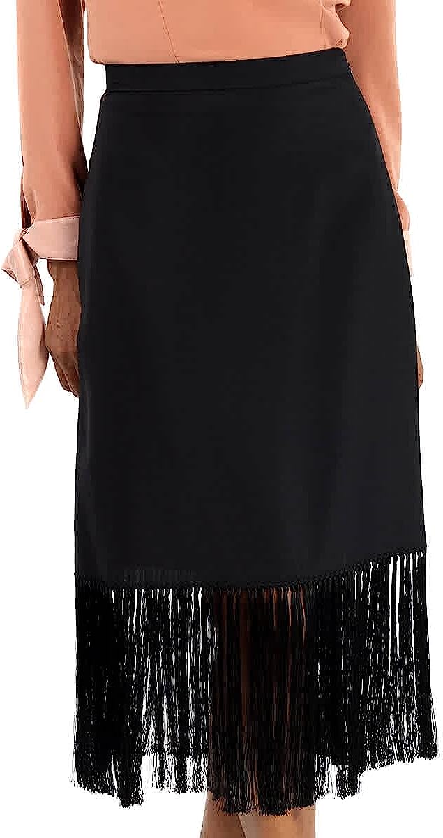 251212222644496_1 BURBERRY Black Mohair Wool A-line Fringed Skirt, Brand Size 10 (US Size 8) - Image 1