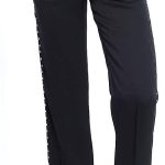 BURBERRY Black Silk Satin Studded Tailored Trousers, Brand Size 10 (US Size 8)